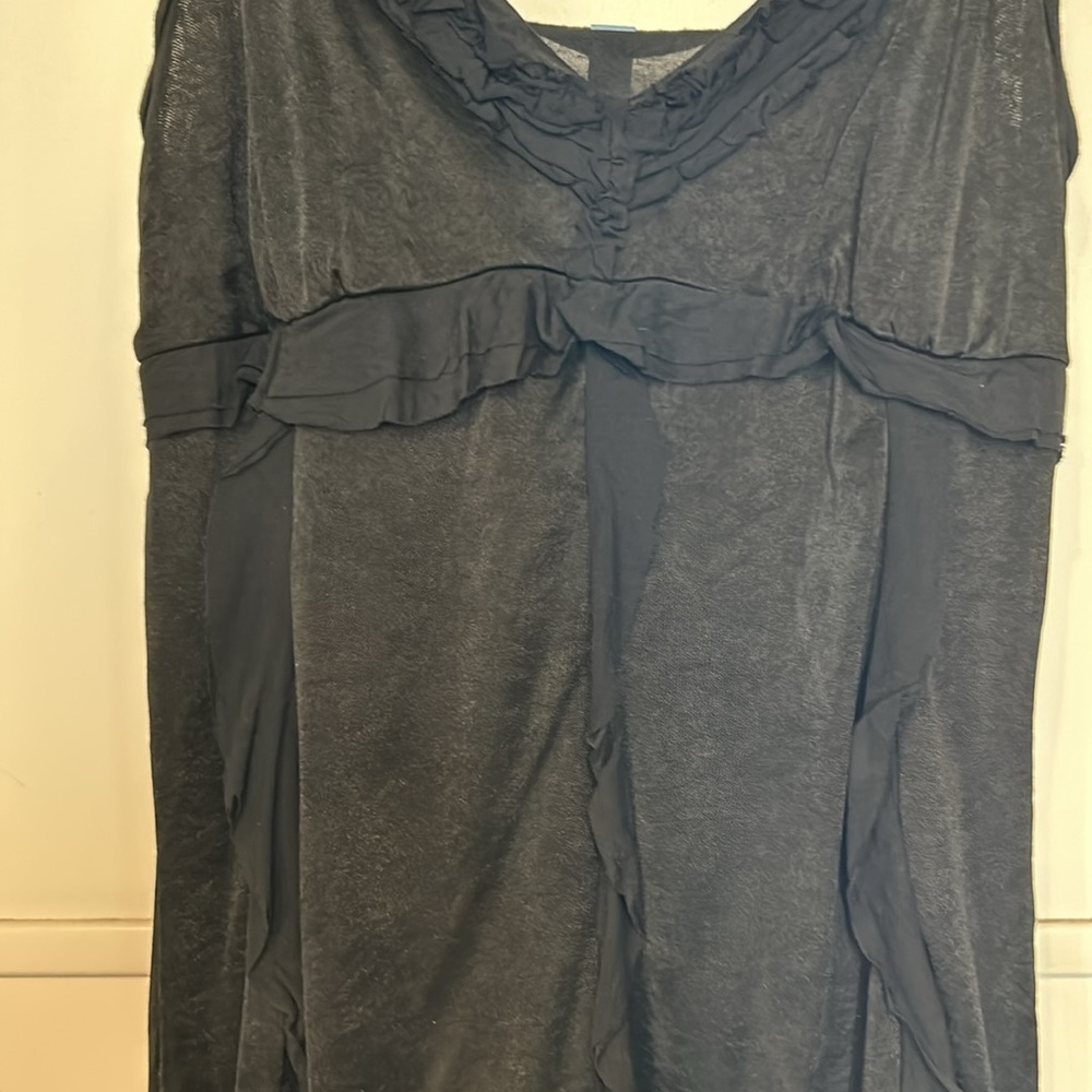 Free People Black Silky Baby Doll Boho Top-NWT-sz M - Picture 4 of 9